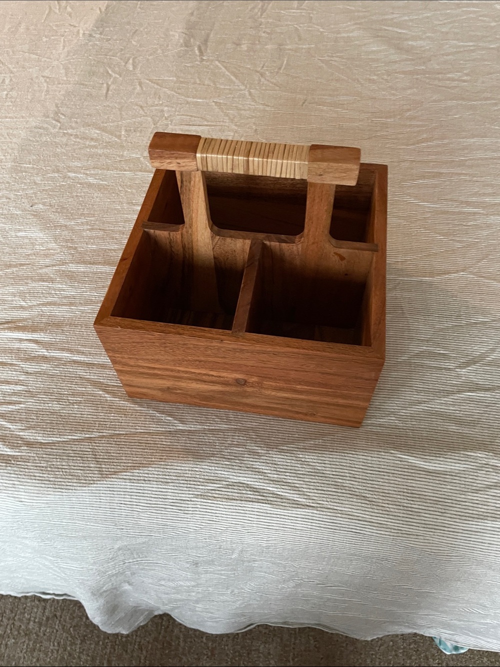 Hearth & Hand Wooden Utensil Caddy with Wrapped Handle - Brown